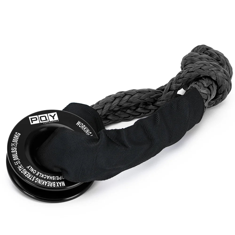Nomad Pacific Supply heavy-duty synthetic soft shackle and recovery ring set, 55,000 lbs capacity, shown in black with metal connectors.