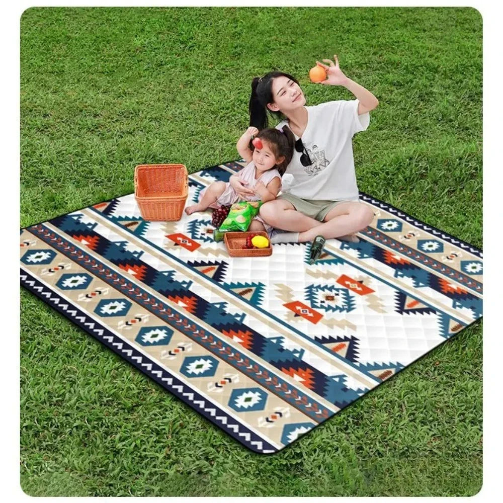 Large waterproof picnic blanket by Nomad Pacific Supply with carrying handle, 200x200cm outdoor beach and camping mat.