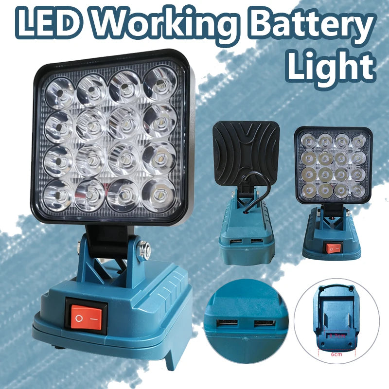 Nomad Jobsite Glo LED work light compatible with Makita 18V, bright portable lighting for construction and work sites.