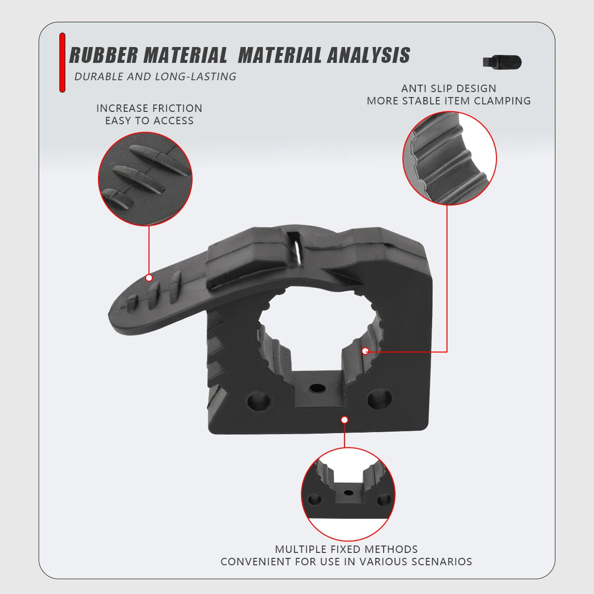 Heavy-duty rubber clamps from Nomad Pacific Supply for off-road tool mounts, shown in a close-up image.