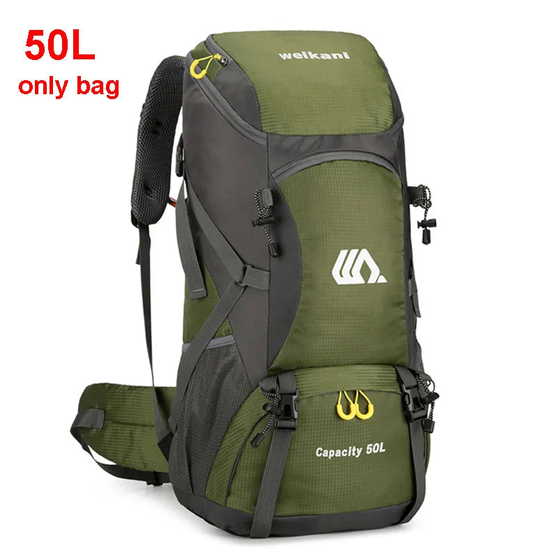 Nomad TrailBlaizer 50L hiking backpack with multiple pockets, waterproof design, and heavy-duty construction by Nomad Pacific Supply.