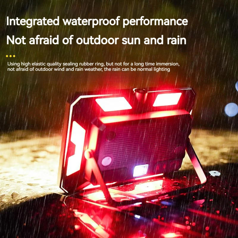 Nomad Searching Pro high-power magnetic camping lantern emitting bright light, designed for outdoor camping and emergency use.