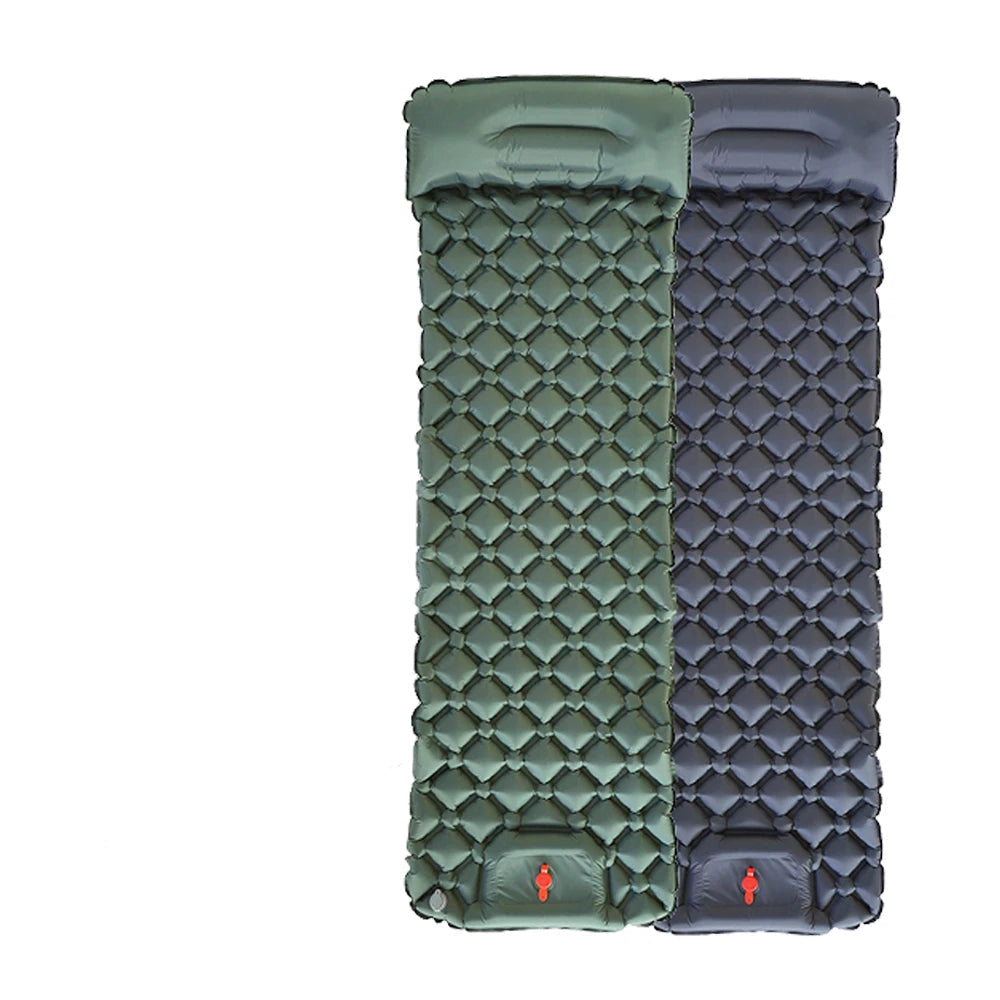 Nomad Pacific Supply TARKA inflatable camping mat with pillow, self-inflating outdoor sleeping pad for hiking and climbing.