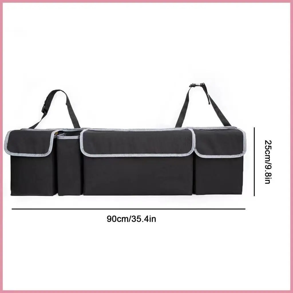 Nomad Trunk Elite hanging organizer in Oxford cloth, designed for SUVs and hatchbacks, with multiple compartments for storage.