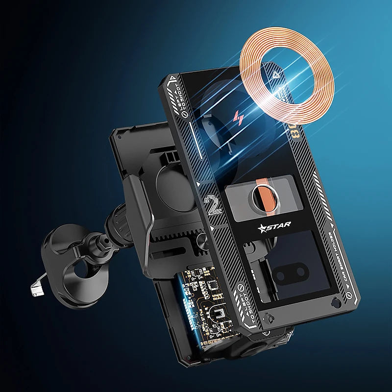 Nomad Titan full metal gravity car mount made of precision aluminum alloy, securely holding smartphones in a vehicle.