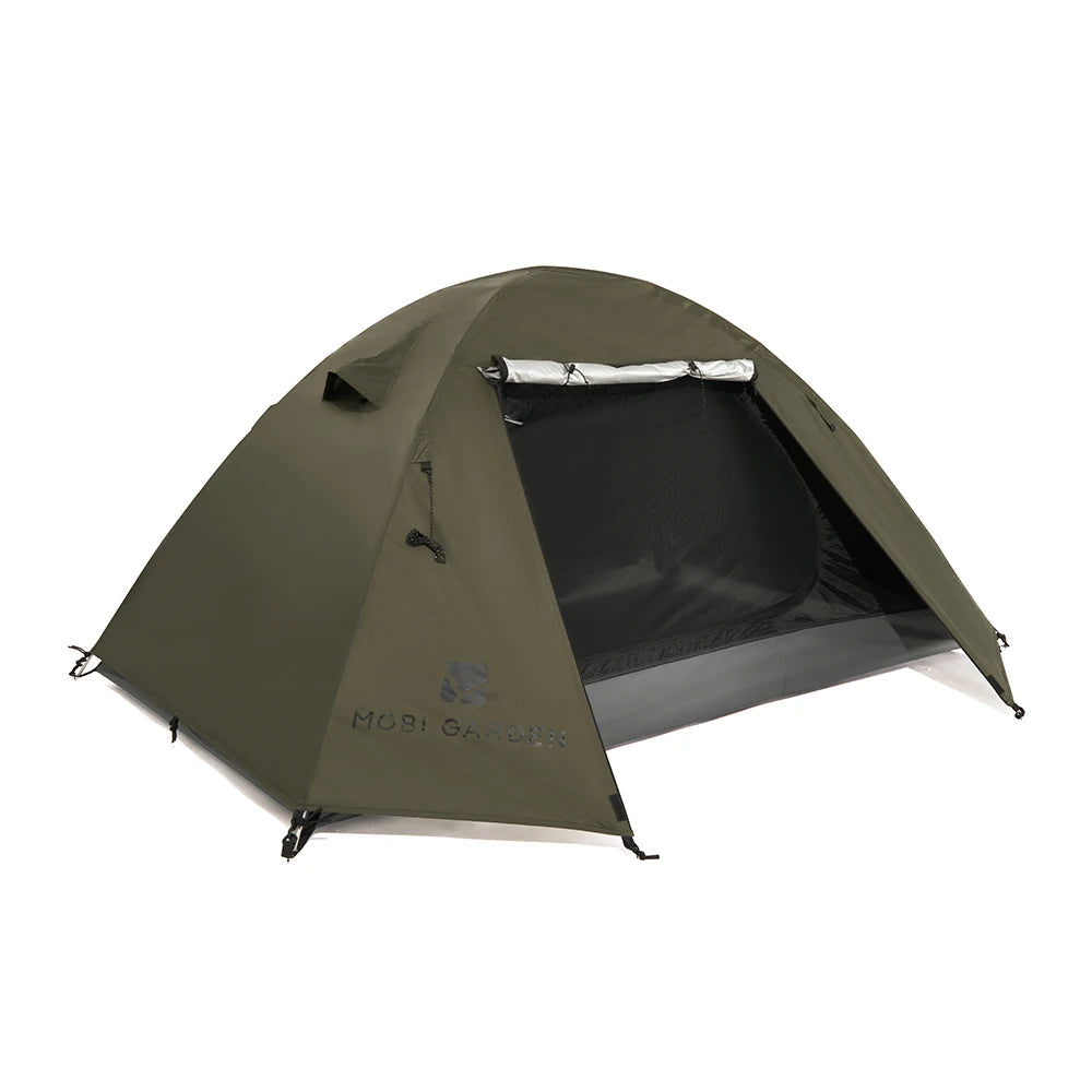 Nomad Pacific Supply MOBI GARDEN waterproof camping tent with silver coating, easy setup, rainproof, sun protection, ideal for hiking.