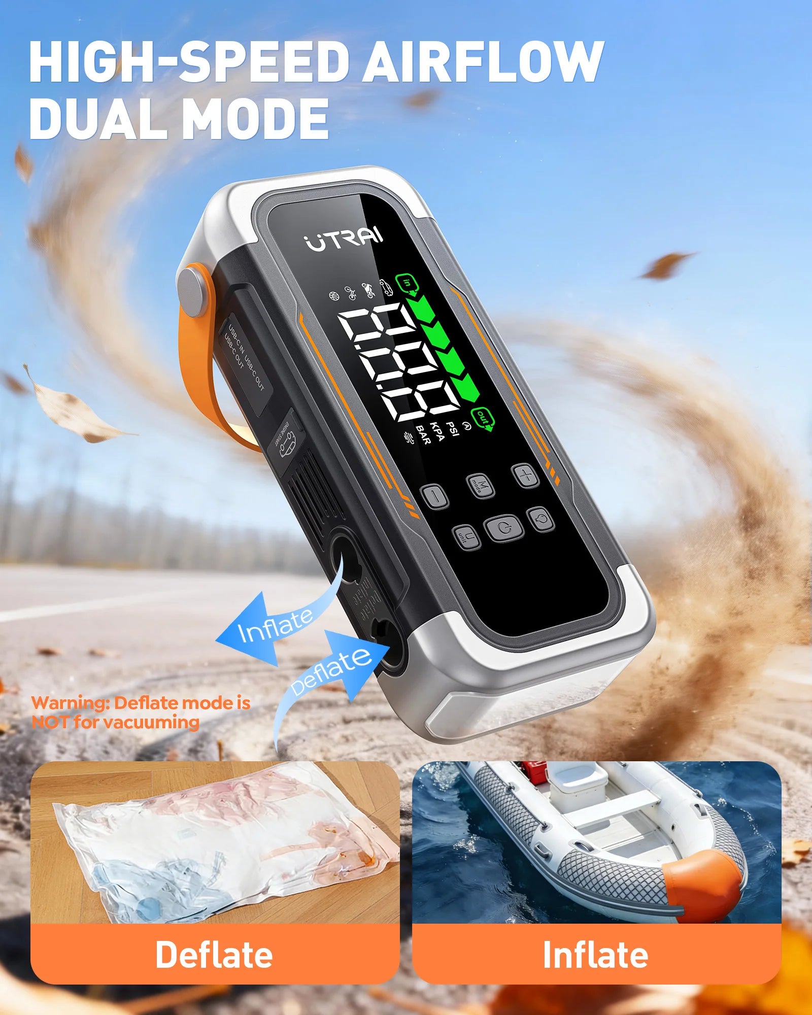 Nomad 5-in-1 Expedition jump starter and high-output air compressor from Nomad Pacific Supply, with digital display and portable design.
