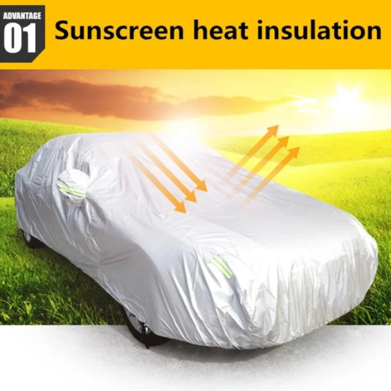 Nomad Shield heavy-duty outdoor car cover protecting a vehicle from all weather conditions, made by Nomad Pacific Supply.