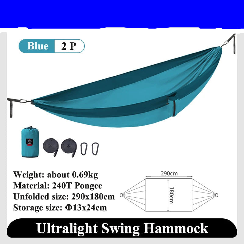 Nomad x Naturehike ultralight portable swing hammock outdoors, made by Nomad Pacific Supply for camping and relaxation.