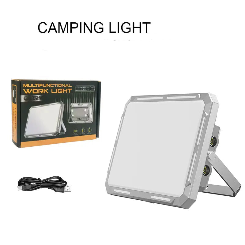 Nomad Searching Pro high-power magnetic camping lantern emitting bright white light, compact design ideal for outdoor camping and hiking