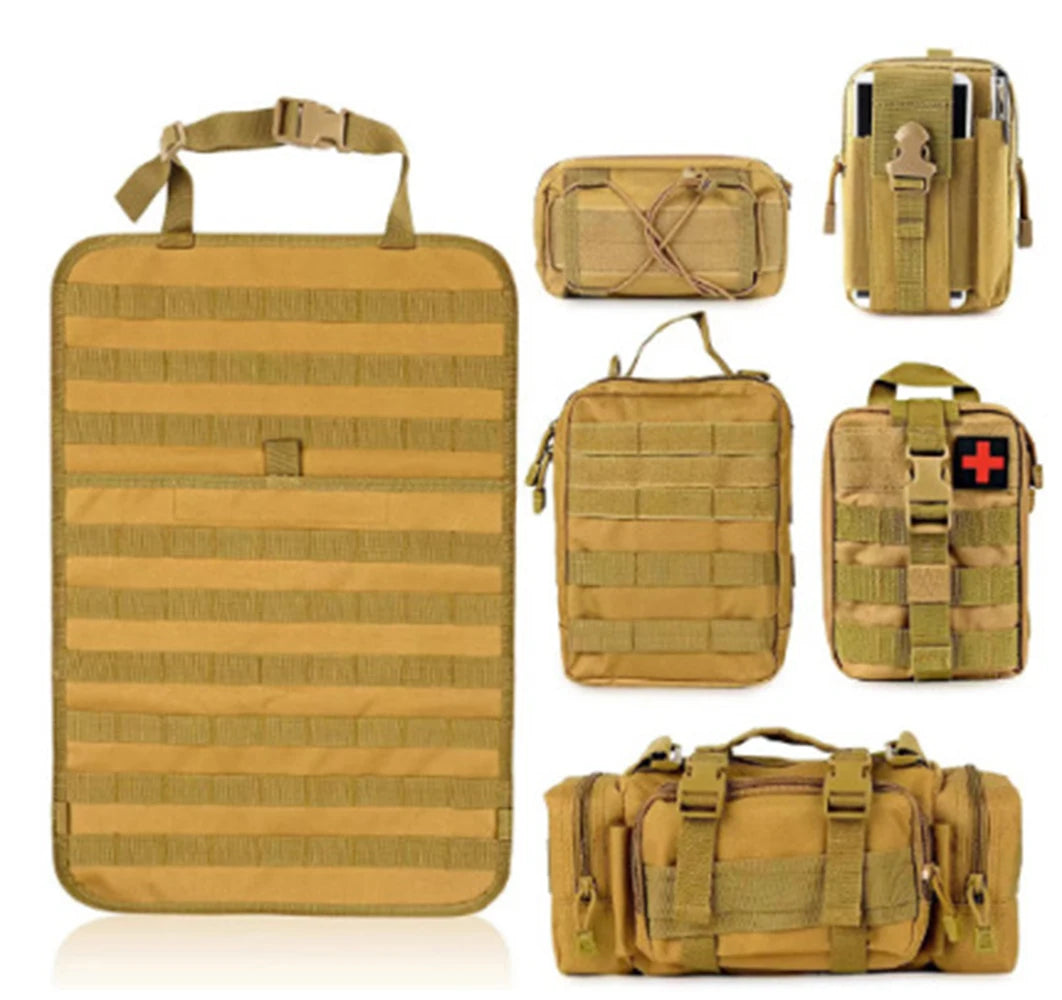 Nomad Tactical Car Seat Back Organizer with multiple storage pockets and adjustable straps for vehicle organization