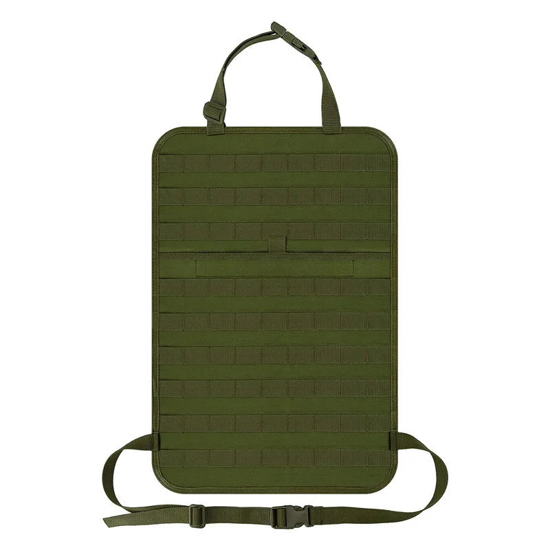 Nomad Tactical Car Seat Back Organizer by Nomad Pacific Supply, featuring multiple compartments and durable material for vehicle storage.