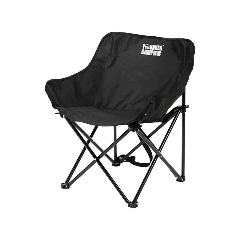 Nomad Heavy-Duty Folding Camping Chair by Nomad Pacific Supply, portable steel moon chair with durable frame and padded seat.