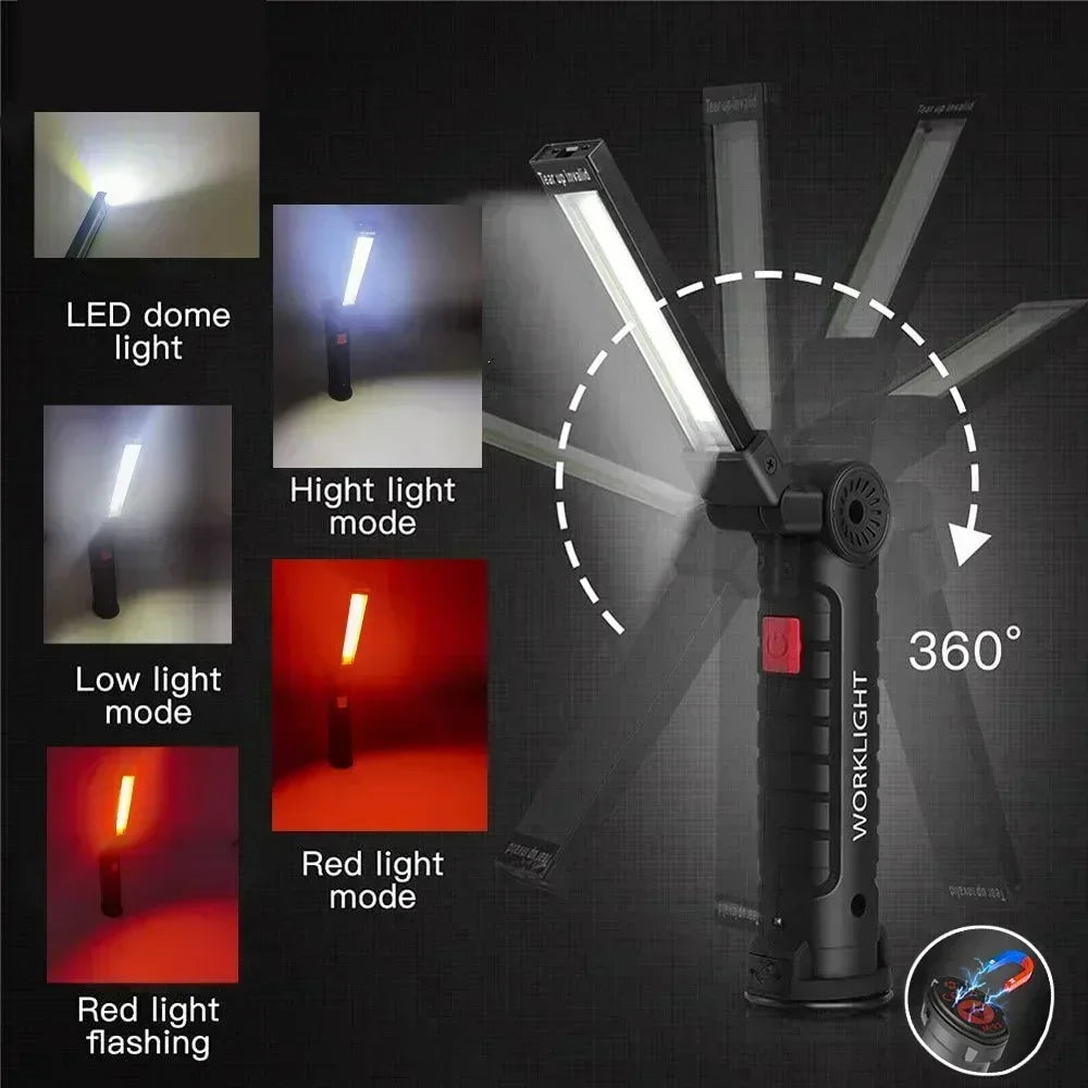 Nomad Pacific Supply Magnetic COB LED foldable work light and camp lantern with bright, versatile illumination and magnetic base.