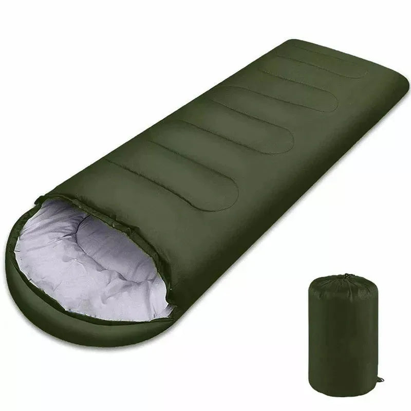 Nomad Pacific Supply ultralight compact sleeping bag, weatherproof and lightweight camping sleep gear, shown rolled up and ready for travel.