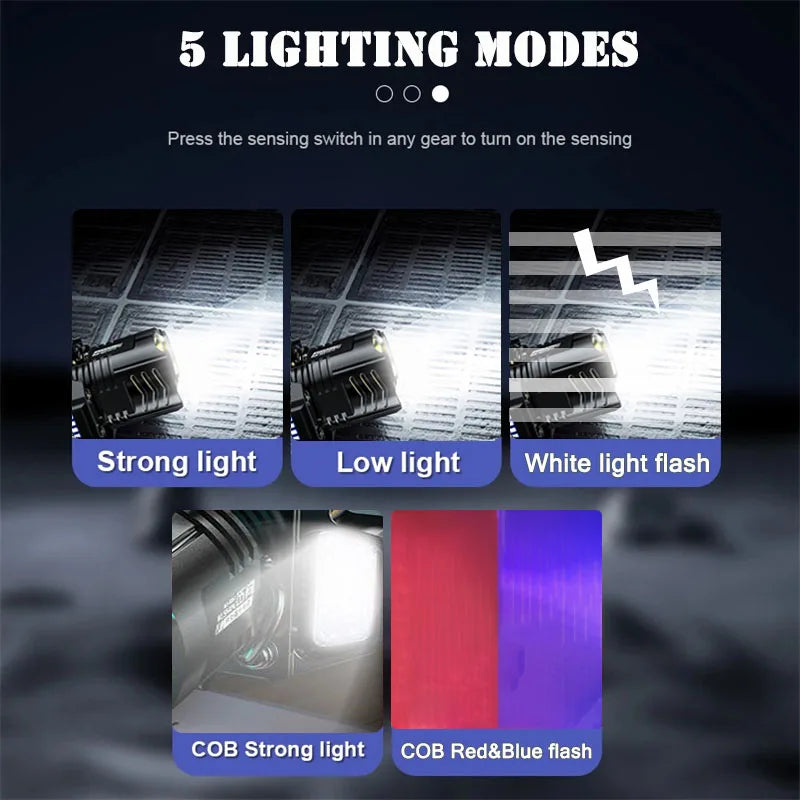 Nomad GlowMaster LED headlamp with motion sensor, featuring adjustable strap and bright illumination for outdoor activities.