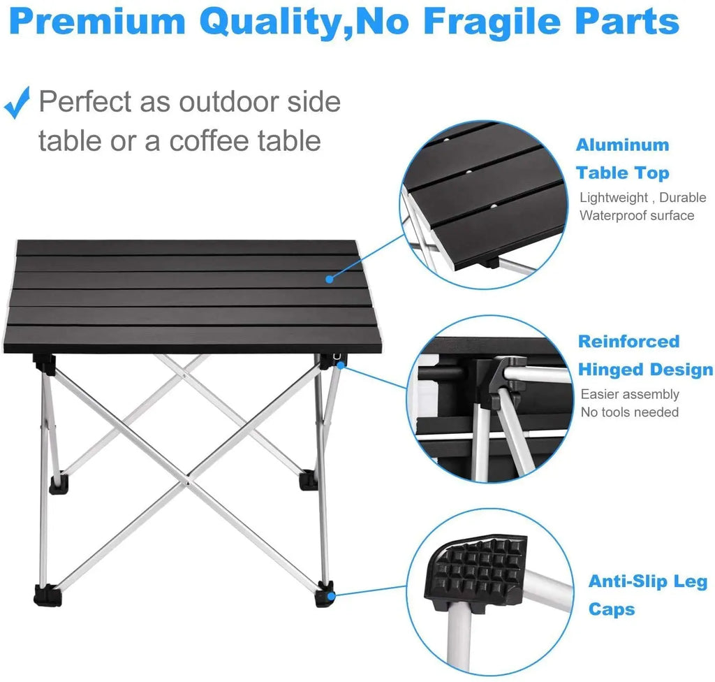 Nomad Ultralight Aluminum Folding Camping Table with roll-up design, portable dinner desk for outdoor camping and picnics