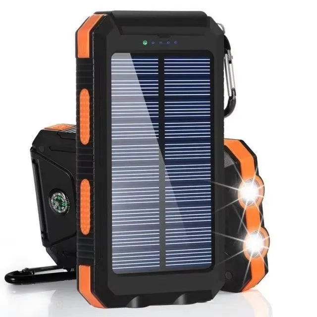 Nomad Pacific Supply solar power bank with 80000mAh capacity, portable external battery charger, strong LED light for smartphones