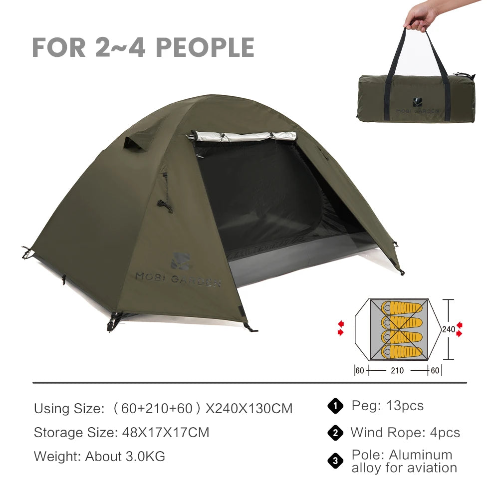 Nomad Pacific Supply MOBI GARDEN camping backpacking tent waterproof rainproof with silver coating and easy setup for hiking and sun protection