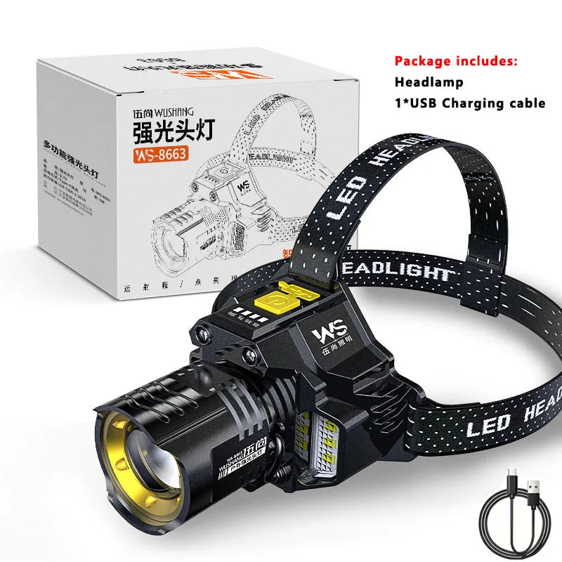 Nomad GlowMaster LED headlamp with motion sensor and adjustable strap, ideal for outdoor activities and hands-free lighting.