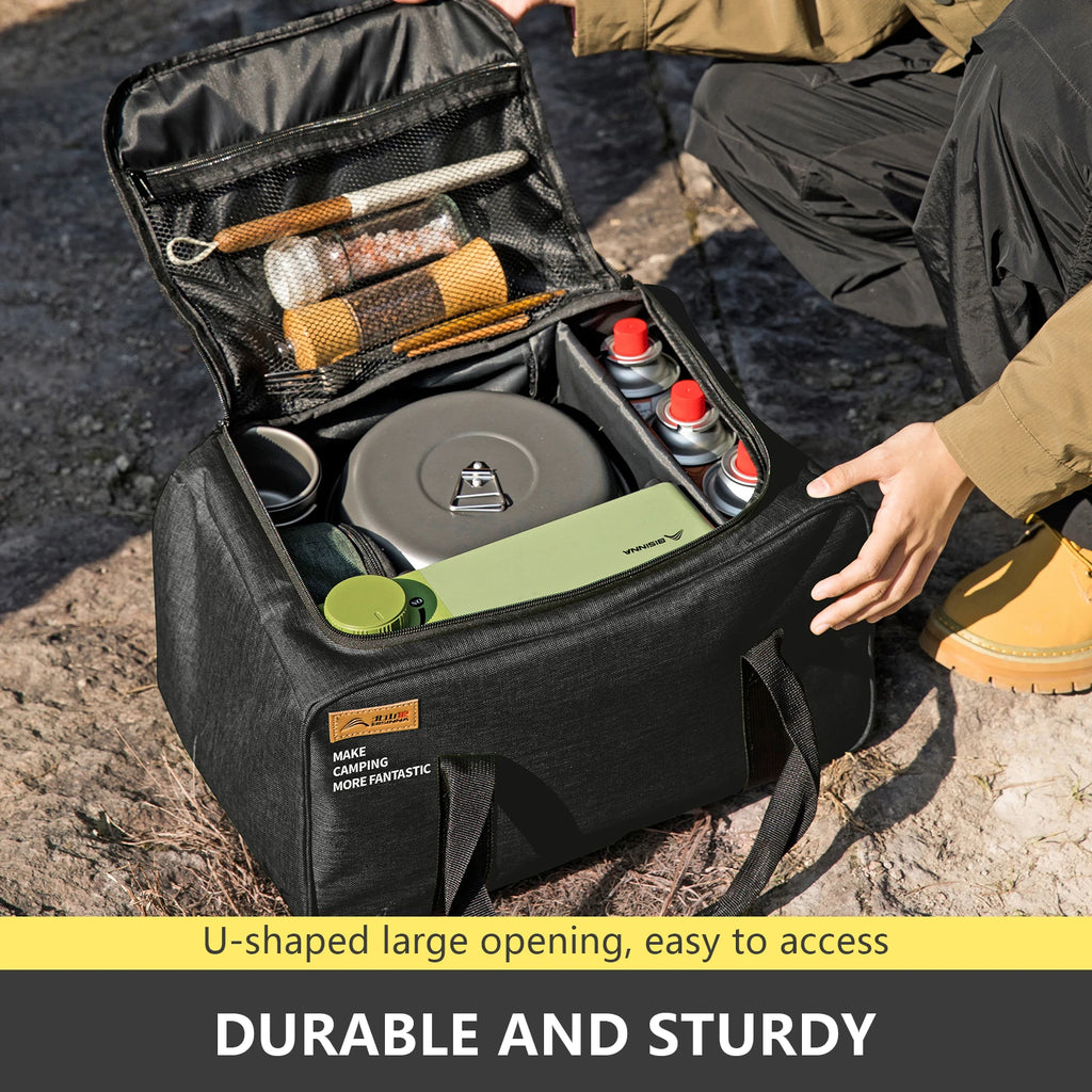 Nomad Pacific Supply 26L heavy-duty camp kitchen and gear organizer with multiple compartments for outdoor camping essentials
