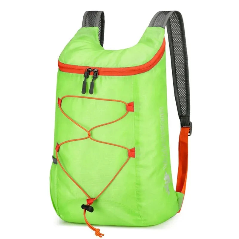Nomad Pacific Supply PocketPack folding backpack, 20L waterproof trail daypack, lightweight and packable for outdoor adventures.