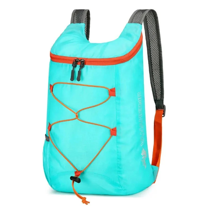 Nomad Pacific Supply PocketPack folding backpack, 20L waterproof trail daypack, lightweight and packable for outdoor adventures.