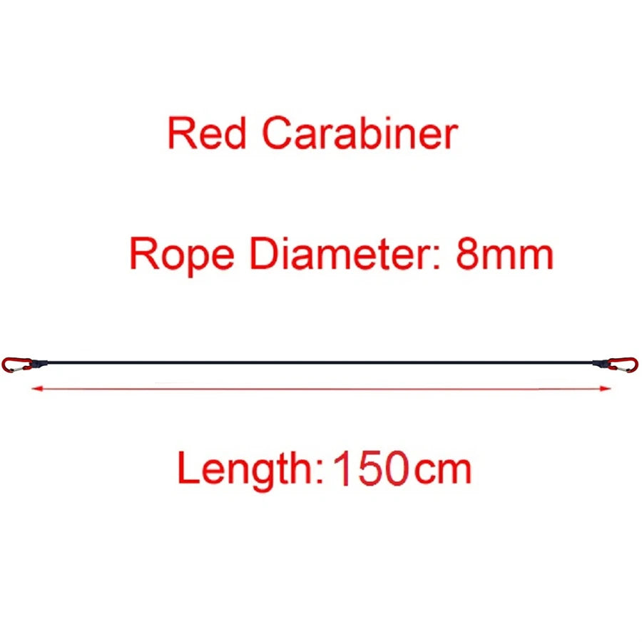 Heavy-duty Nomad Pacific Supply elastic bungee cord with carabiners for secure tension and versatile outdoor or cargo use.