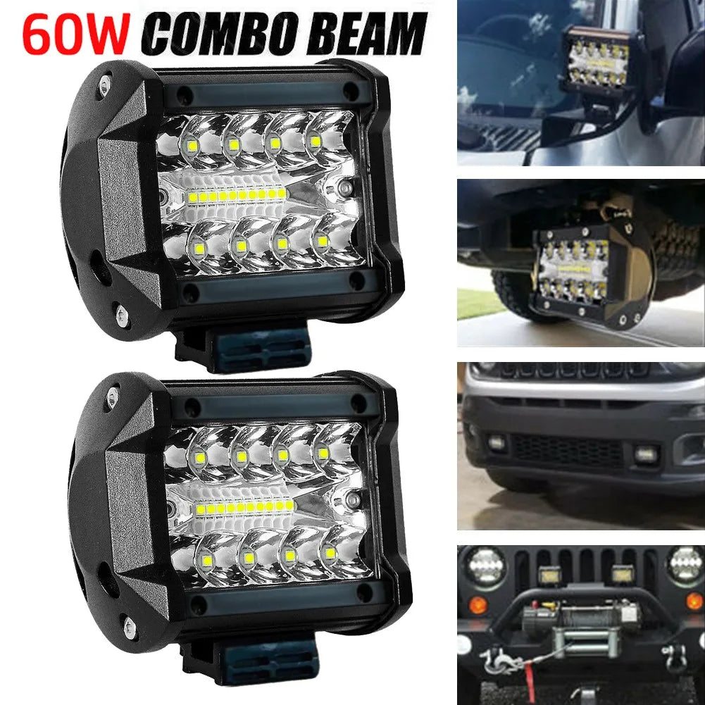 Nomad Pro 60W LED offroad light bar with combo spot and flood beams, waterproof driving lamp for rugged vehicles.