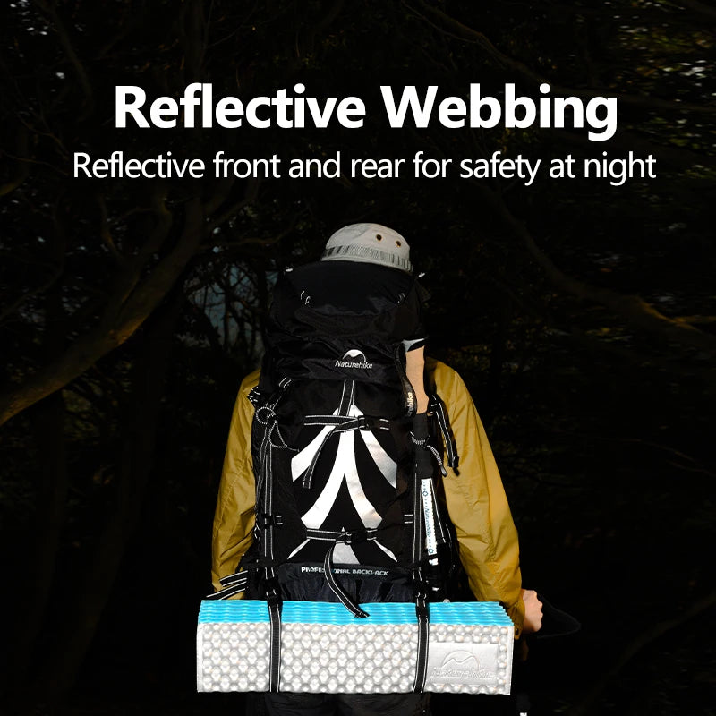 Naturehike 70L camping backpack by Nomad Pacific Supply with rain cover, ergonomic design, large capacity for outdoor hiking and trekking