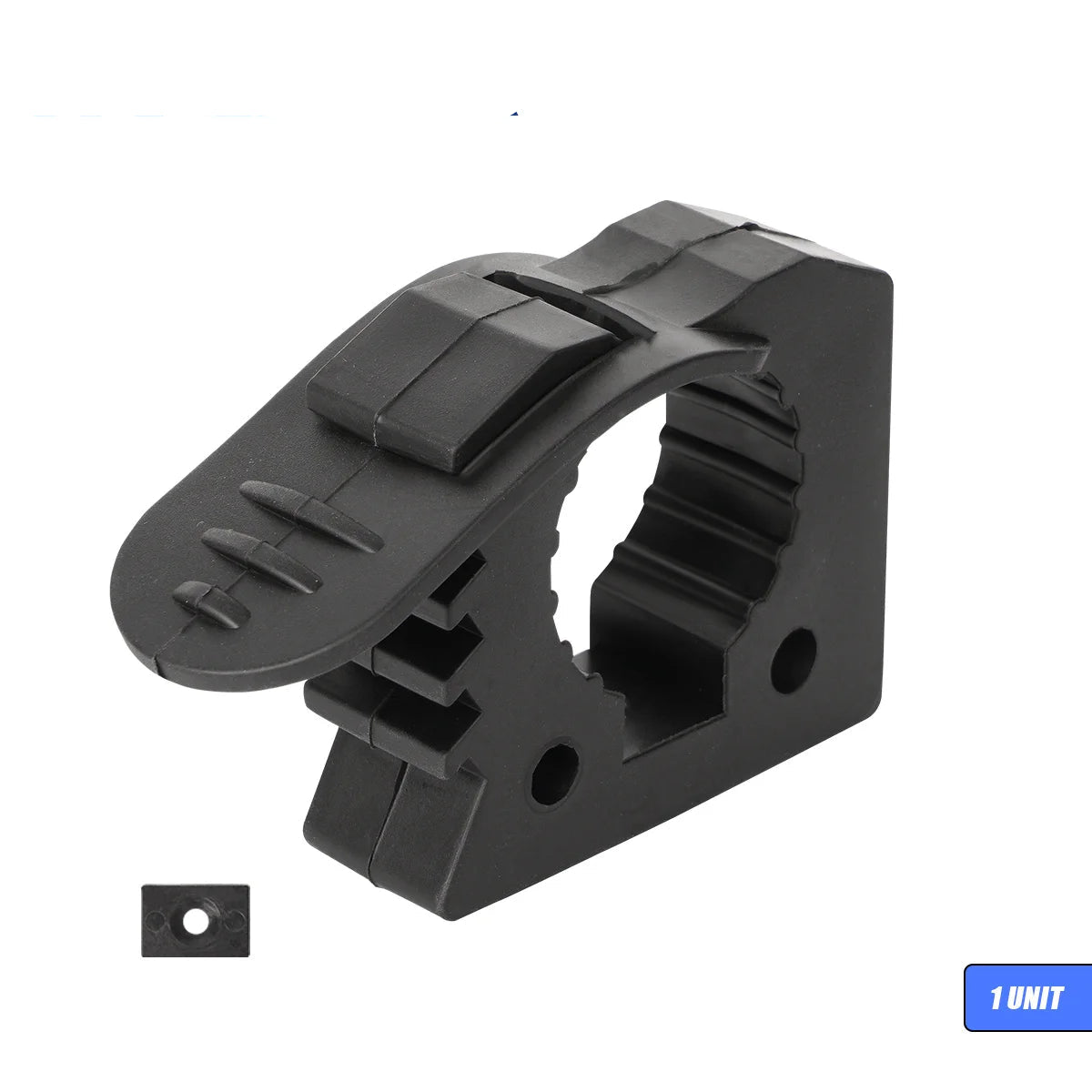 Heavy-duty rubber off-road tool mounts by Nomad Pacific Supply with quick-release clamps attached to a vehicle or bike.