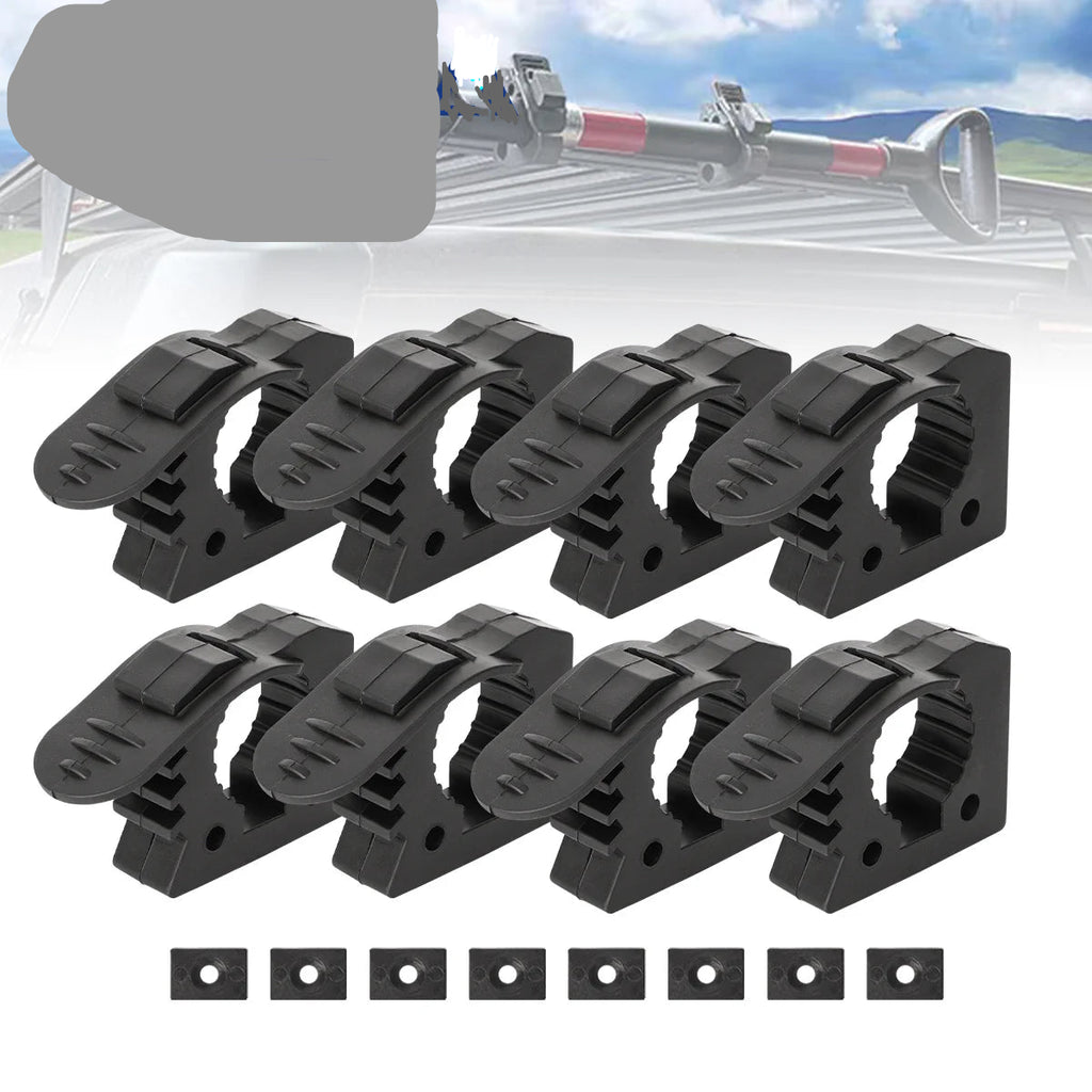 Heavy-duty rubber off-road tool mounts by Nomad Pacific Supply with quick-release clamps for secure attachment.