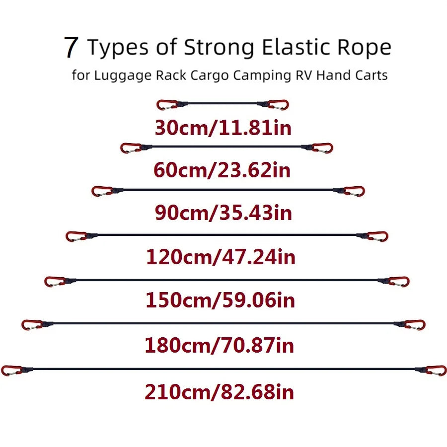 Heavy-duty Nomad Pacific Supply elastic bungee cord with carabiners, strong and versatile for securing items.