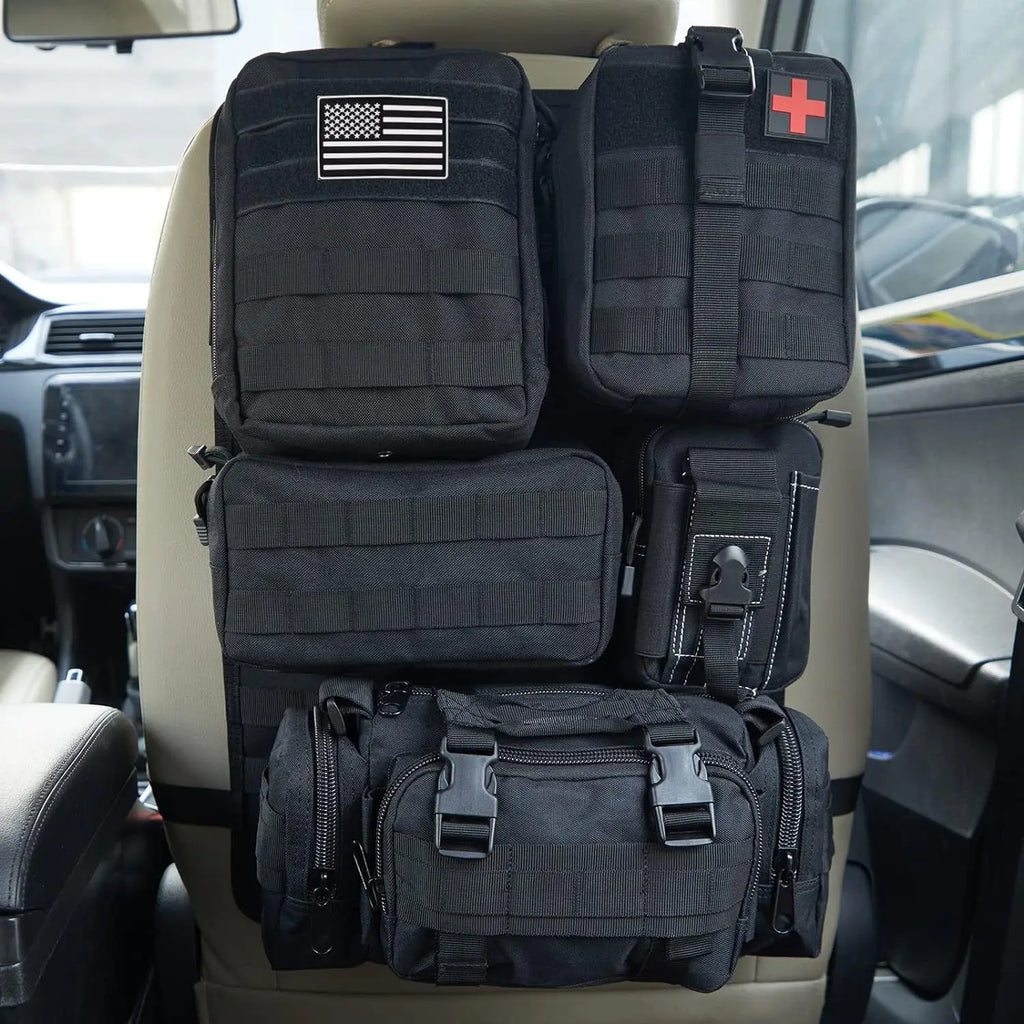 Nomad Tactical Car Seat Back Organizer by Nomad Pacific Supply, with multiple storage compartments and durable material.