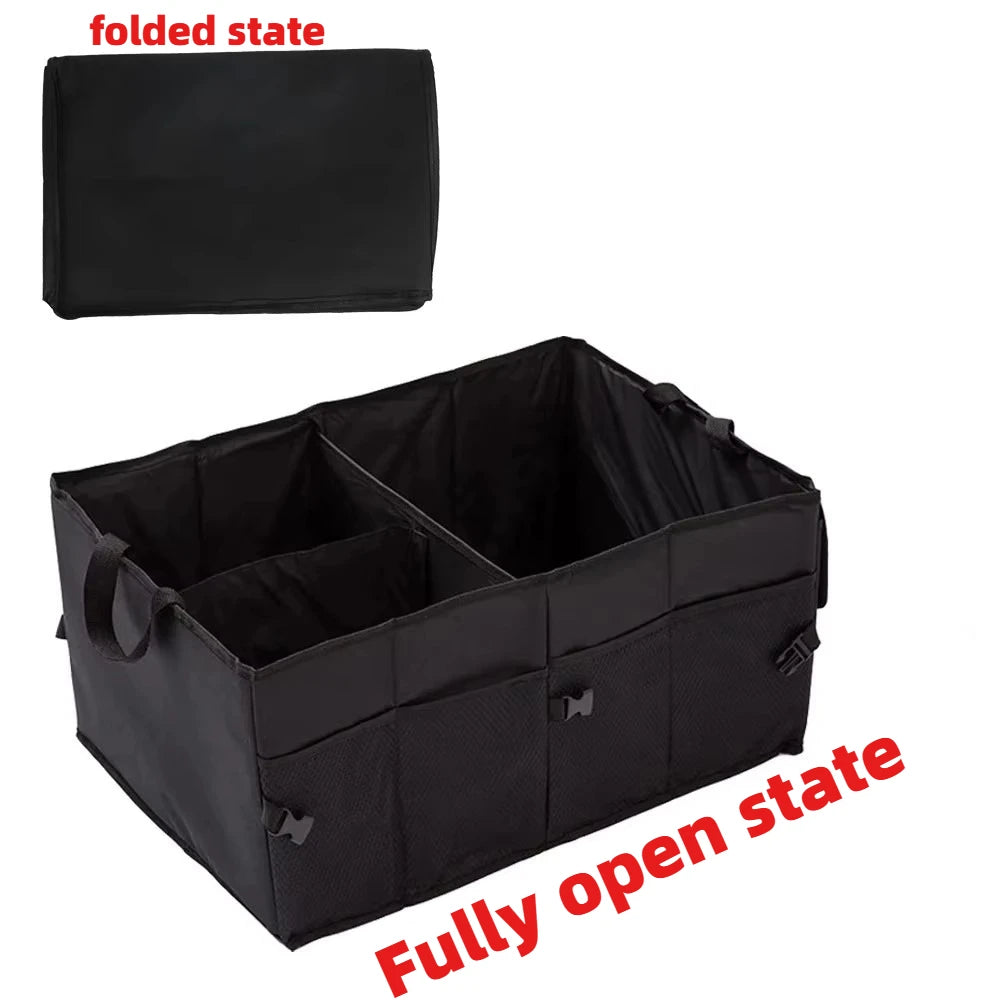 Nomad Cabin Caddy freestanding car storage box with integrated tablet holder, designed for organized vehicle storage.