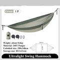 Nomad x Naturehike ultralight swing hammock hanging between trees, lightweight outdoor sleep gear for camping and relaxation.