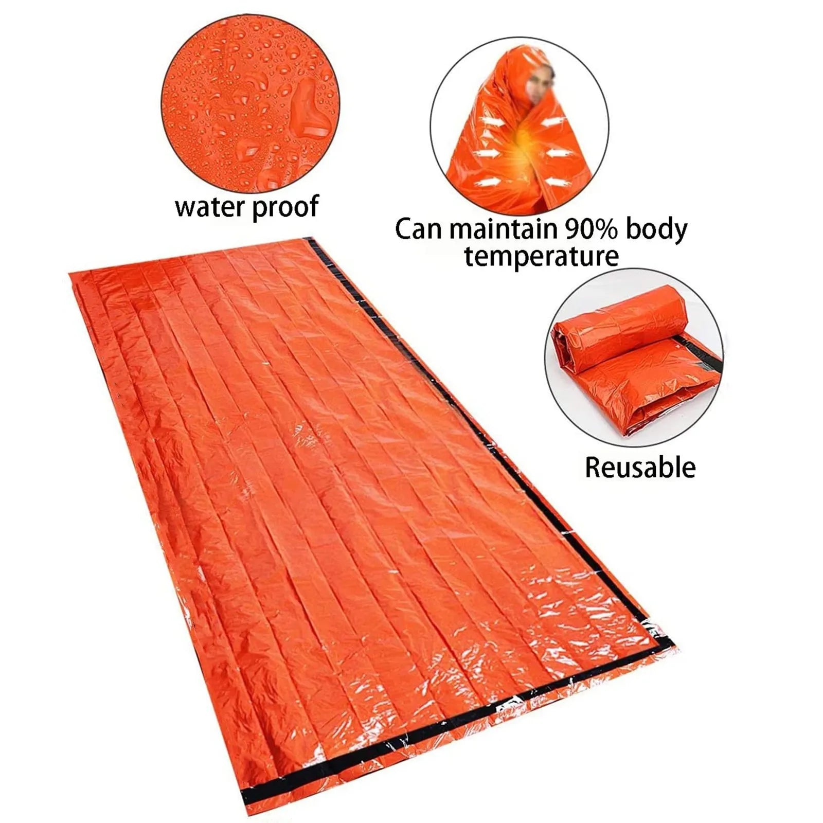 Nomad BivyShield thermal emergency sleeping bag and waterproof survival Mylar blanket, compact and lightweight for outdoor safety.