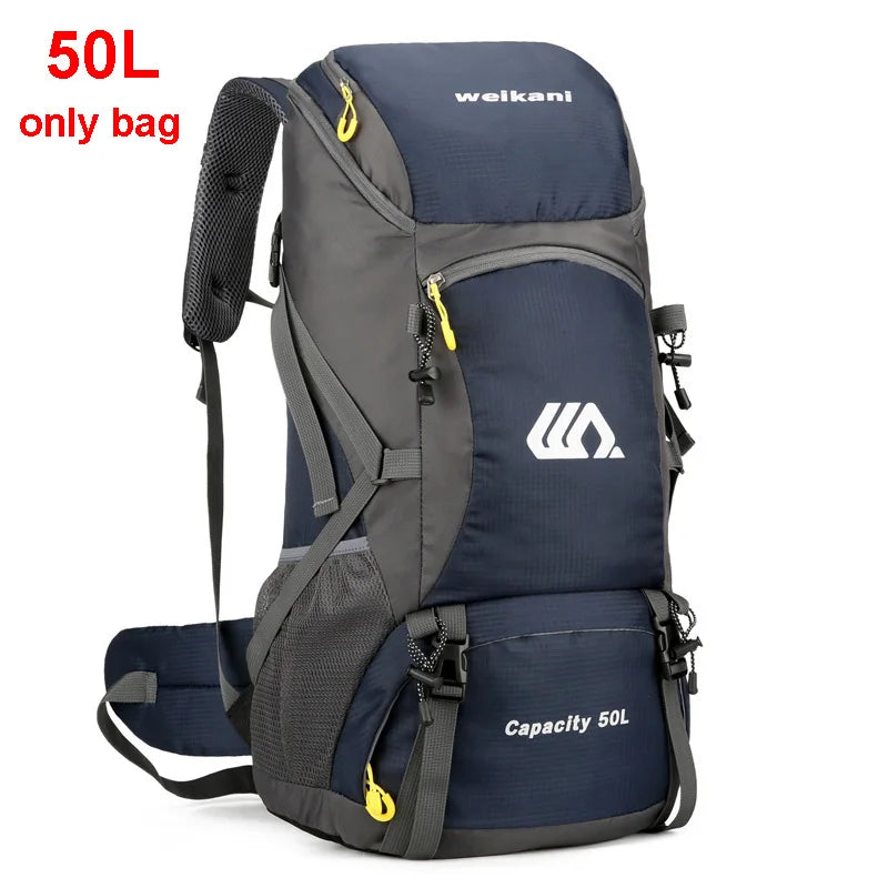 Nomad TrailBlaizer 50L heavy-duty hiking backpack with multiple waterproof pockets and adjustable straps for trekking adventures.