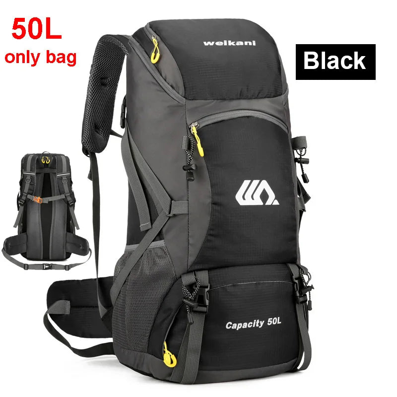 Nomad TrailBlaizer 50L waterproof hiking backpack with multiple pockets and heavy-duty design for trekking and outdoor adventures.