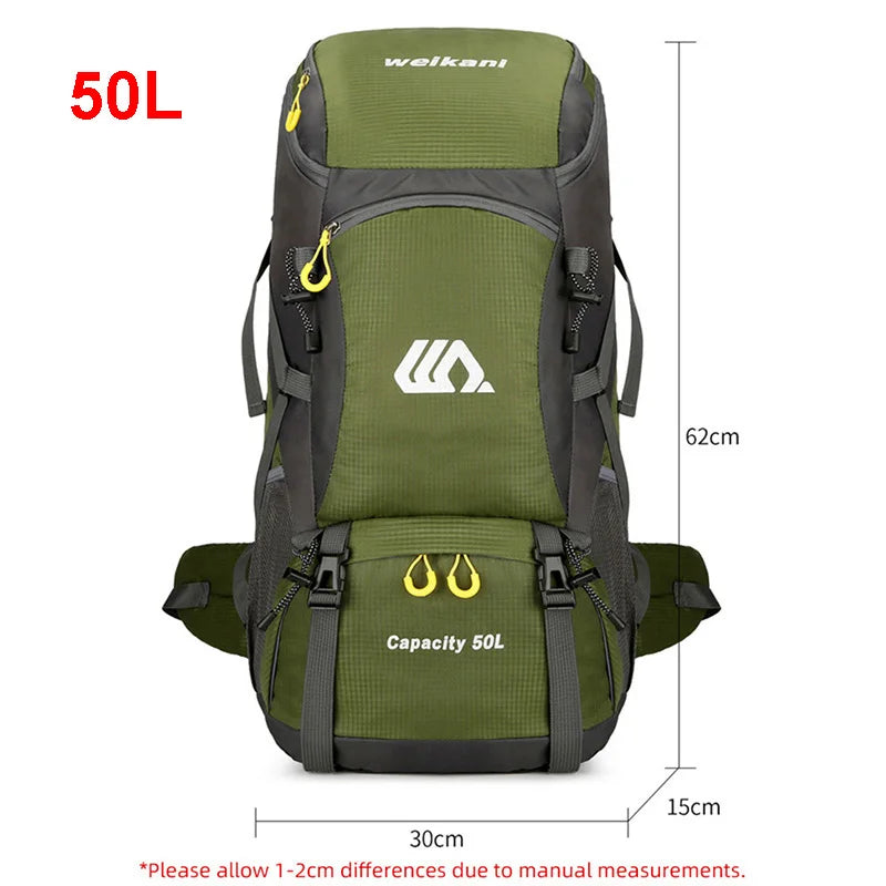 Nomad TrailBlaizer 50L waterproof hiking backpack with multiple pockets and heavy-duty design for trekking and outdoor adventures