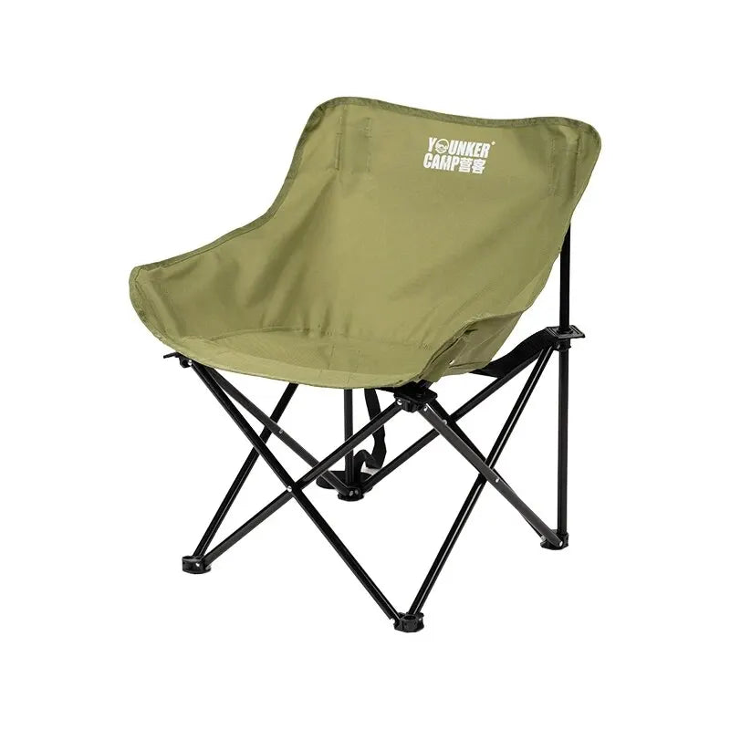 Nomad Heavy-Duty Folding Camping Chair by Nomad Pacific Supply, portable steel moon chair with sturdy frame and comfortable seat.