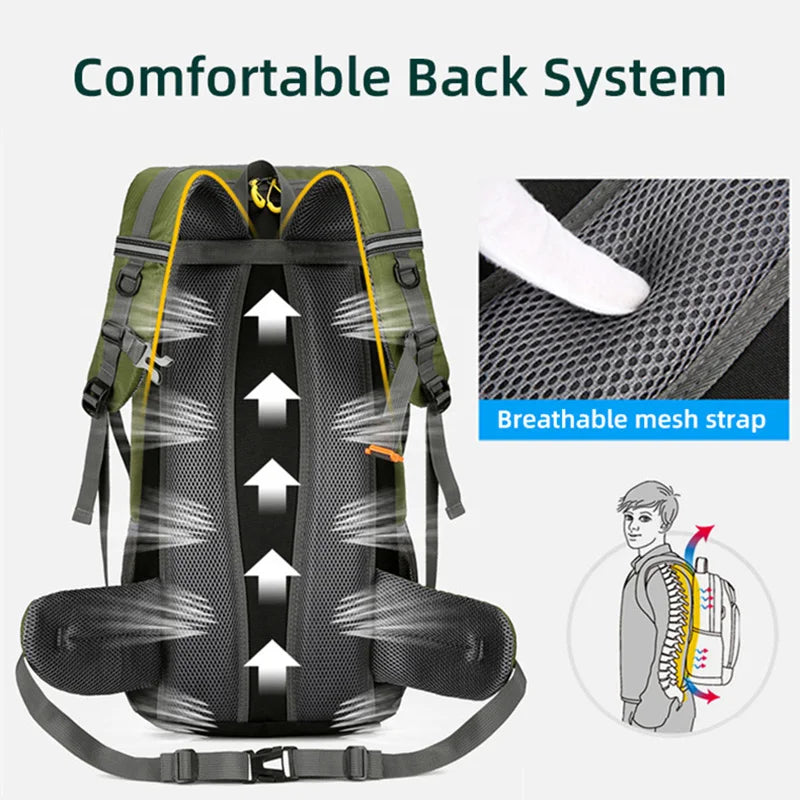 Nomad TrailBlaizer 50L waterproof hiking backpack with multiple pockets and heavy-duty design for trekking and outdoor adventures