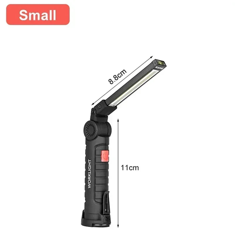 Nomad Magnetic COB LED foldable work light and camp lantern with handle, compact design, and magnetic base for versatile illumination.