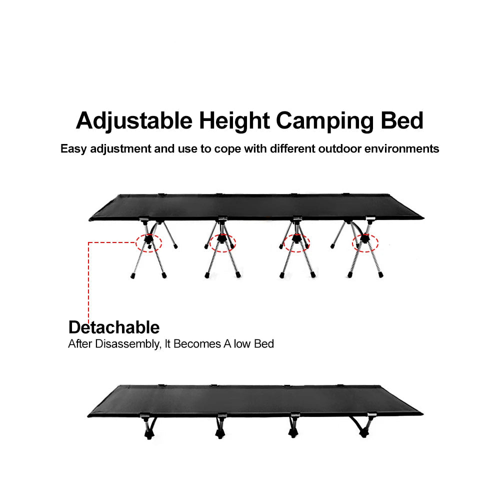 Nomad Pacific Supply 210x80cm camping cot with 600D Oxford fabric, portable folding bed for outdoor camping and travel.