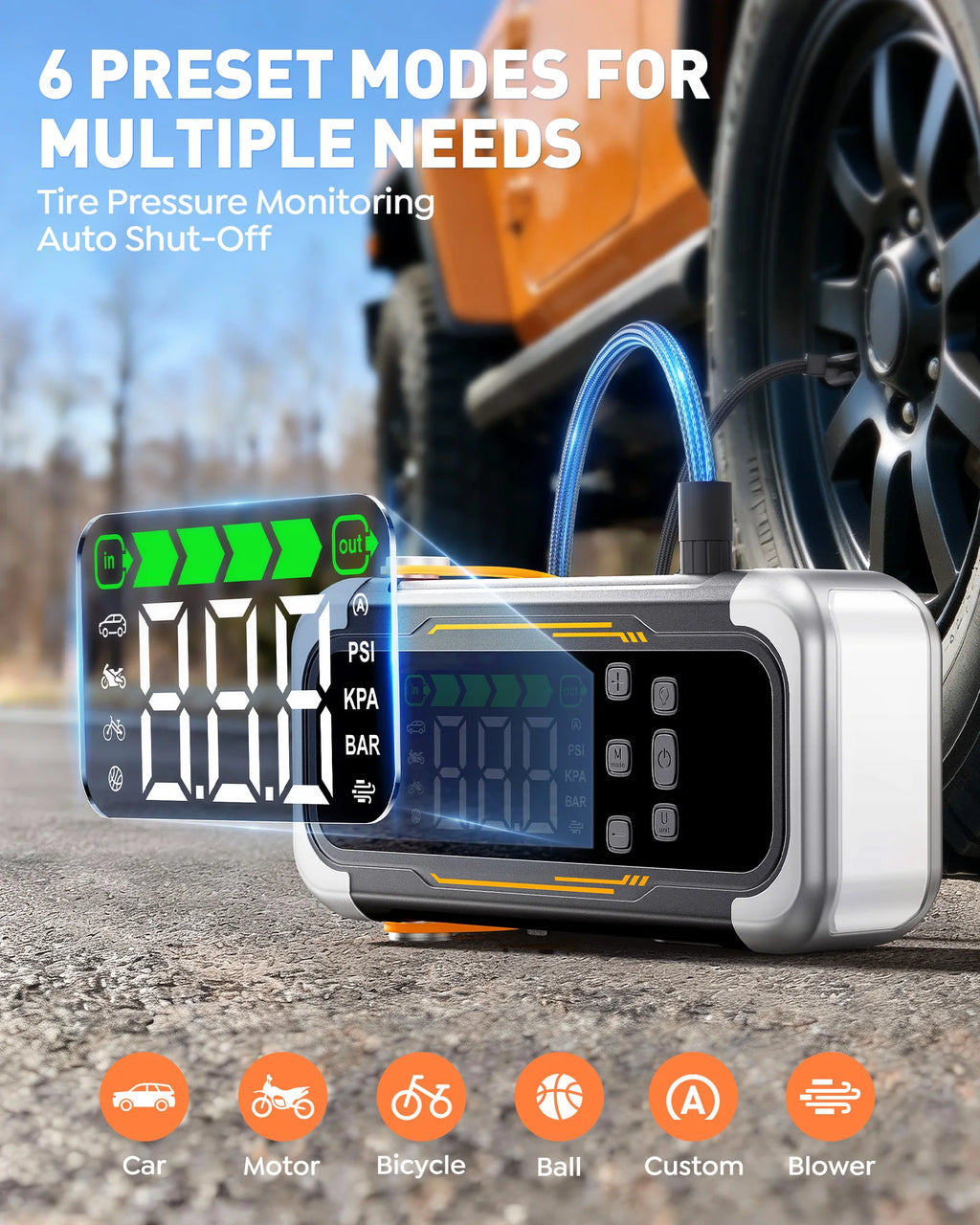 Nomad 5-in-1 Expedition Jump Starter and Air Compressor from Nomad Pacific Supply, showing the compact device with cables and controls