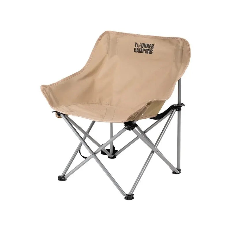 Nomad Heavy-Duty Folding Camping Chair by Nomad Pacific Supply, portable steel moon chair with sturdy frame and fabric seat
